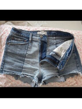 Abercrombie & Fitch Two-Tone Light Blue Denim Cutoff Shorts